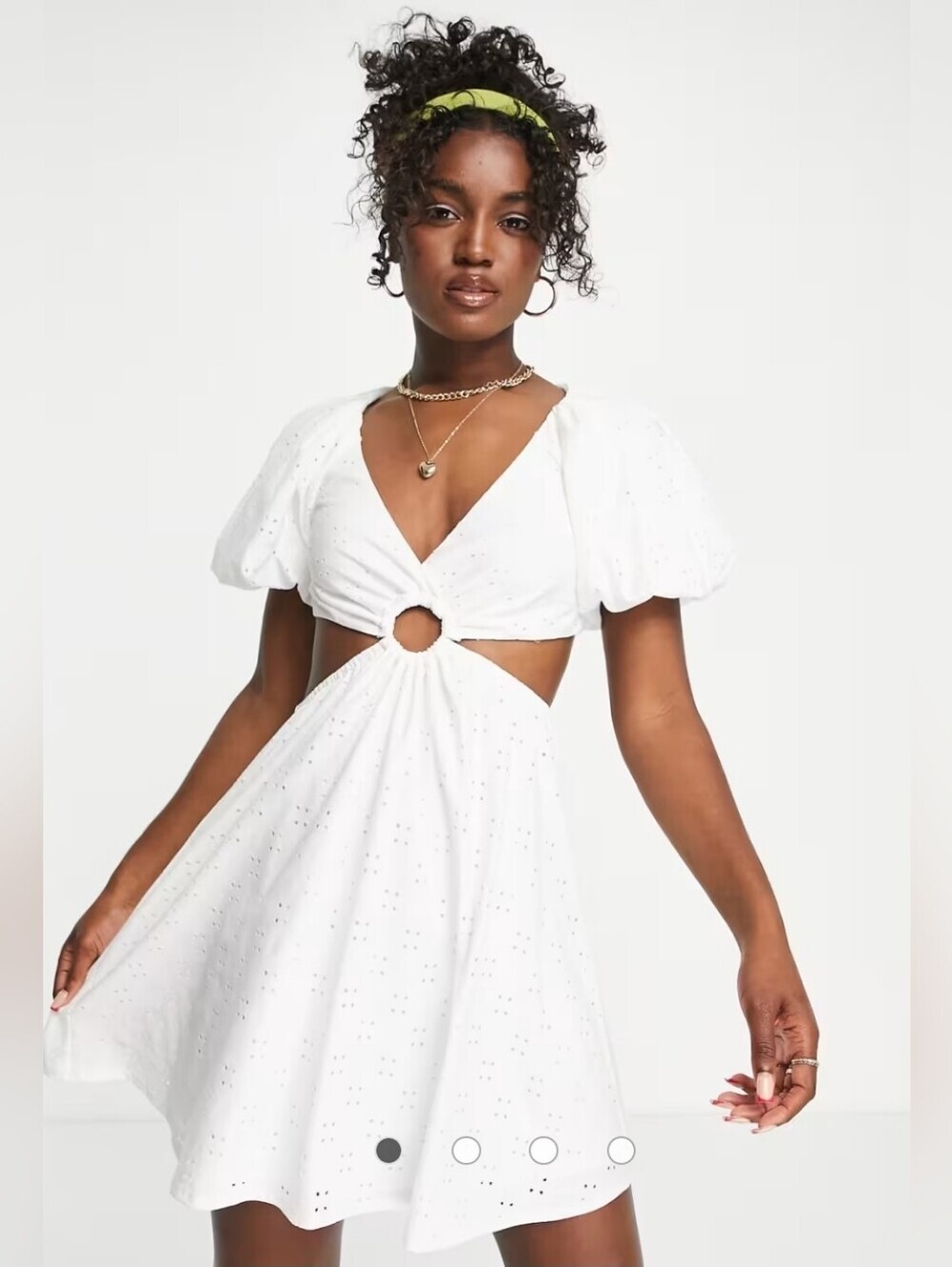 ASOS Eyelet Cutout Puff Sleeve Dress 10
